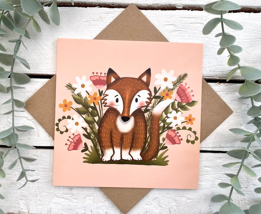 Fox and Flower card