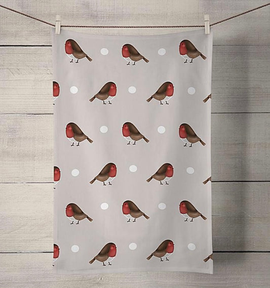 Robin tea towel