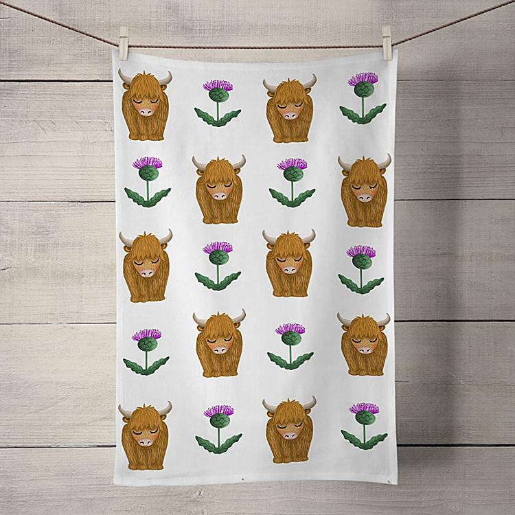 Highland Cow Tea Towel