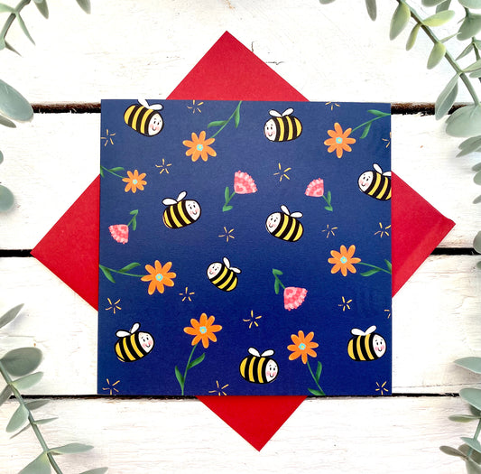 Bees and Flowers Card