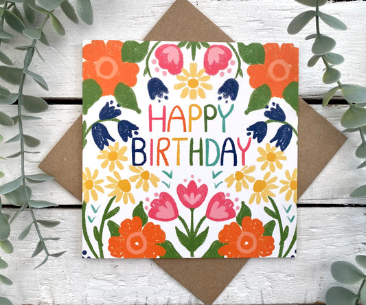 Flower Happy Birthday card